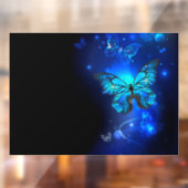 Morpho Vlinder op Donkere Achtergrond Raamsticker (Vel 2)