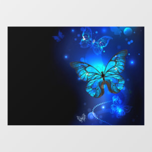 Morpho Vlinder op Donkere Achtergrond Raamsticker