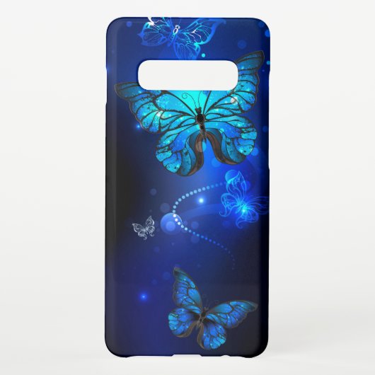 Morpho Vlinder op Donkere Achtergrond Samsung Galaxy Hoesje (Achterkant)