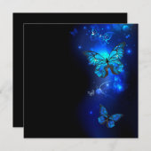 Morpho Vlinder op Donkere Achtergrond Save The Date (Voorkant / Achterkant)