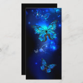 Morpho Vlinder op Donkere Achtergrond Save The Date (Voorkant / Achterkant)