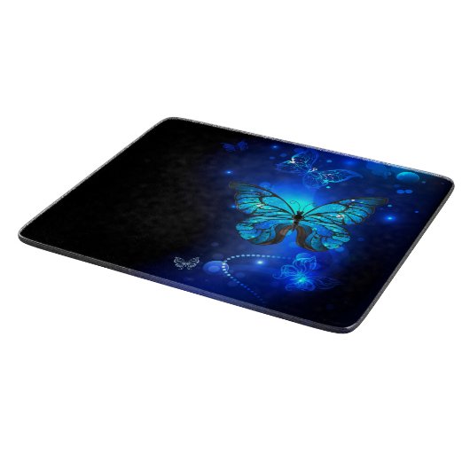 Morpho Vlinder op Donkere Achtergrond Snijplank (Hoek)