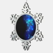 Morpho Vlinder op Donkere Achtergrond Tin Sneeuwvlok Ornament (Rechts)