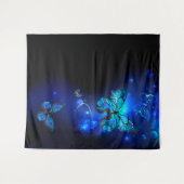 Morpho Vlinder op Donkere Achtergrond Wandkleed (Voorkant (horizontaal))