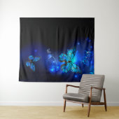 Morpho Vlinder op Donkere Achtergrond Wandkleed (In Situ (horizontaal))