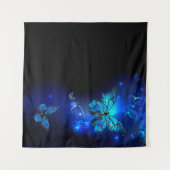 Morpho Vlinder op Donkere Achtergrond Wandkleed (Voorkant (horizontaal))