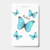Morpho vlinders cartoon illustratie badge (Achterkant)
