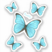 Morpho vlinders cartoon illustratie sticker (Voorkant)