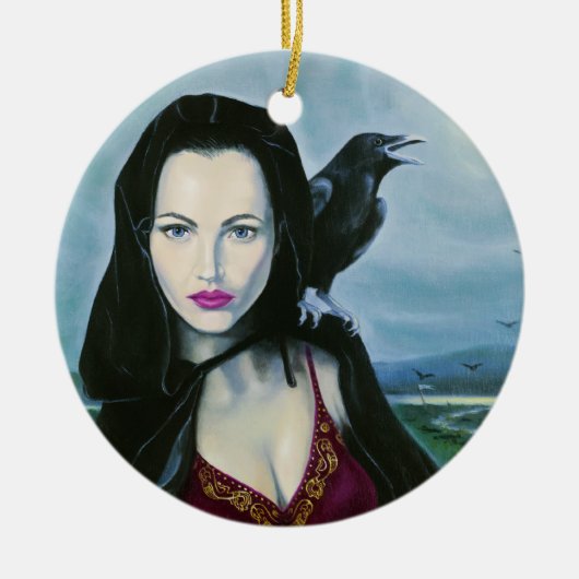 "Morrigan" Goddess Ornament/Pendant Keramisch Ornament (Voorkant)