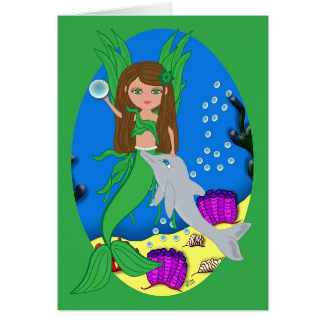 Morrigan the Merfaery and Dolphin Kaart (Voorkant)