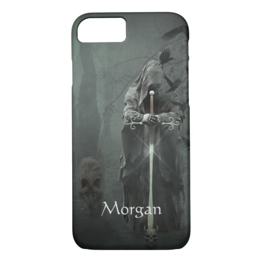 Morrigan Triple Goddess Queen Crow Dog iPhone Case (Achterkant)
