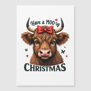 Morrige Kerstmis Schattige Koe met Kerstman Magnetische Uitnodiging