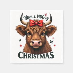Morrige Kerstmis Schattige Koe met Kerstman Servet