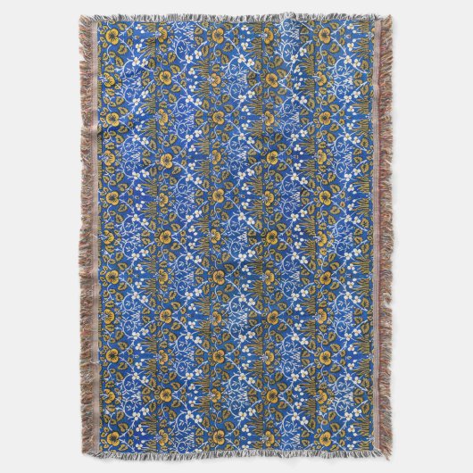 Morris  1882 Blauwe Achtergrond Bloempatroon Deken (Voorkant Verticaal)