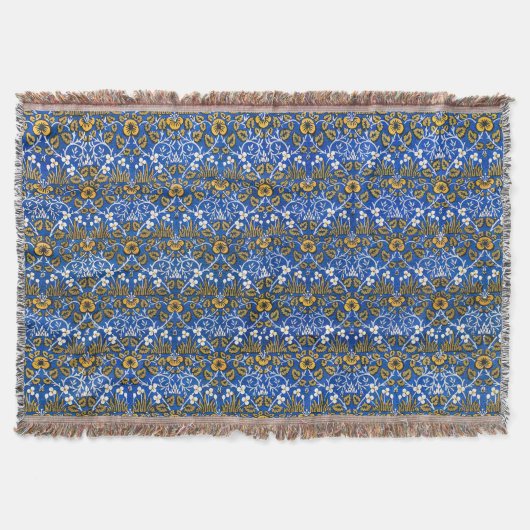 Morris  1882 Blauwe Achtergrond Bloempatroon Deken (Voorkant)