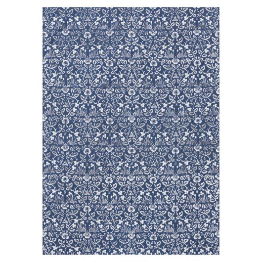 Morris 1882 Blauwe Achtergrond Bloempatroon Tafelkleed (Voorkant)