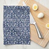Morris  1882 Blauwe Achtergrond Bloempatroon Theedoek (Quarter Fold)