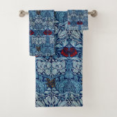 Morris  1890 Tulp & Roos Patroon Blauw Bad Handdoek (Insitu)