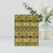 Morris 1890 Tulp & Roos Pattern Golden Briefkaart (Staand voorkant)