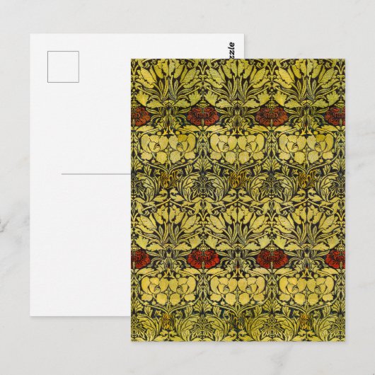 Morris 1890 Tulp & Roos Pattern Golden Briefkaart (Voorkant / Achterkant)