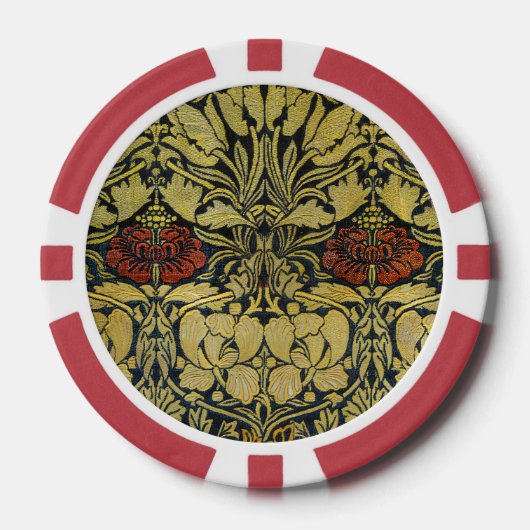 Morris  1890 Tulp & Roos Pattern Golden Poker Chips (Voorkant)