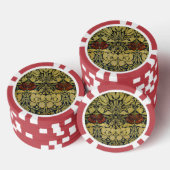 Morris  1890 Tulp & Roos Pattern Golden Poker Chips (Opstapeling)