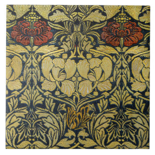 Morris 1890 Tulp & Roos Pattern Golden Tegeltje