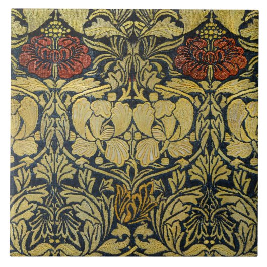 Morris  1890 Tulp & Roos Pattern Golden Tegeltje (Voorkant)