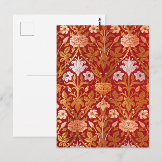 Morris -  1893 Roos & Lily Flower Pattern Briefkaart (Voorkant / Achterkant)