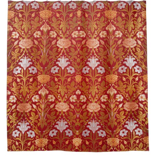 Morris -  1893 Roos & Lily Flower Pattern Douchegordijn (Voorkant)