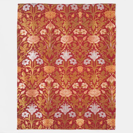 Morris - 1893 Roos & Lily Flower Pattern Fleece Deken (Voorkant)