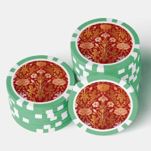 Morris -  1893 Roos & Lily Flower Pattern Poker Chips (Opstapeling)