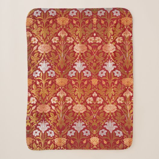 Morris - 1893 Roos & Lily Flower Pattern Sherpa Deken (Voorkant)