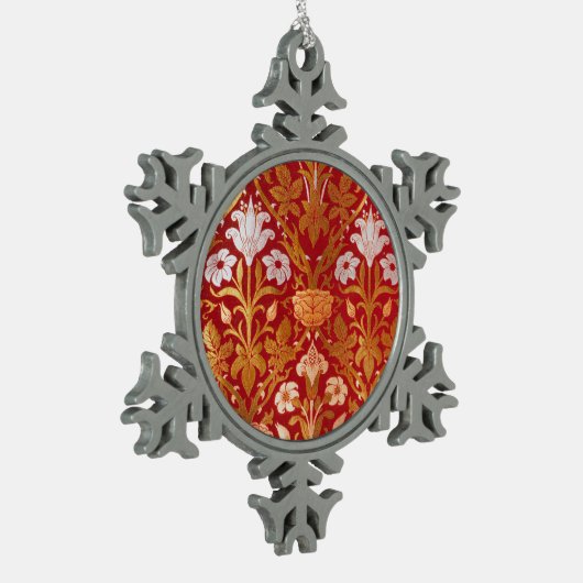 Morris - 1893 Roos & Lily Flower Pattern Tin Sneeuwvlok Ornament (Links)