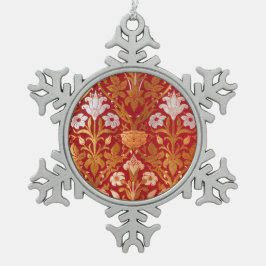 Morris - 1893 Roos & Lily Flower Pattern Tin Sneeuwvlok Ornament