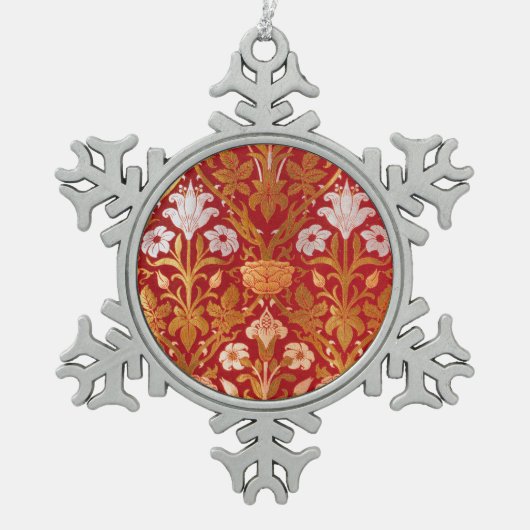 Morris -  1893 Roos & Lily Flower Pattern Tin Sneeuwvlok Ornament (Voorkant)