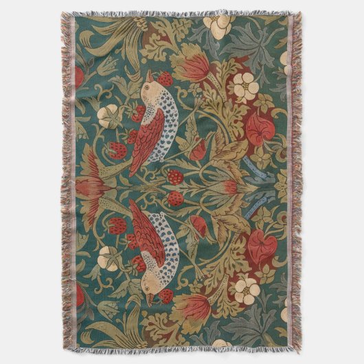 Morris - Aardbeiendief #2 Bloempatroon Deken (Voorkant Verticaal)