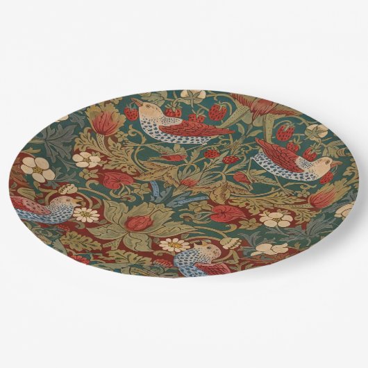 Morris - Aardbeiendief #2 Bloempatroon Papieren Bordje (Gekanteld)