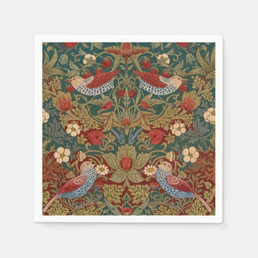 Morris - Aardbeiendief #2 Bloempatroon Servet (Voorkant)