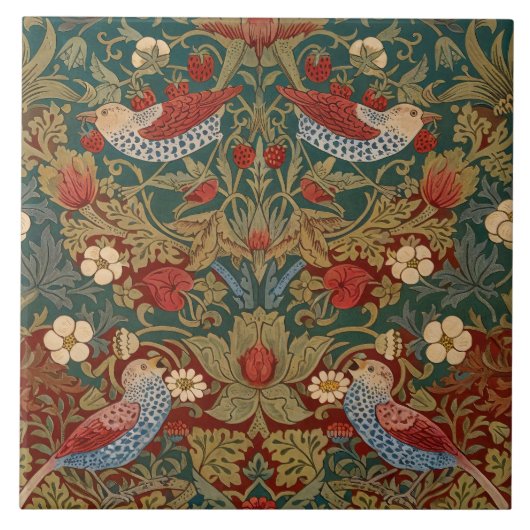 Morris - Aardbeiendief #2 Bloempatroon Tegeltje (Voorkant)