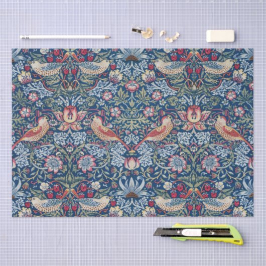 Morris -  Aardbeiendief Bloemenpatroon Tissuepapier (Craft)