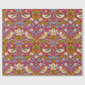 Morris Aardbeiendief Frambozenrood Limoen Bloem Cadeaupapier (Vlak)