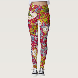 Morris Aardbeiendief Frambozenrood Limoen Bloem Leggings