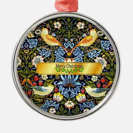 Morris - aardbeiendief, vrolijk kerstfeest, metalen ornament (Voorkant)