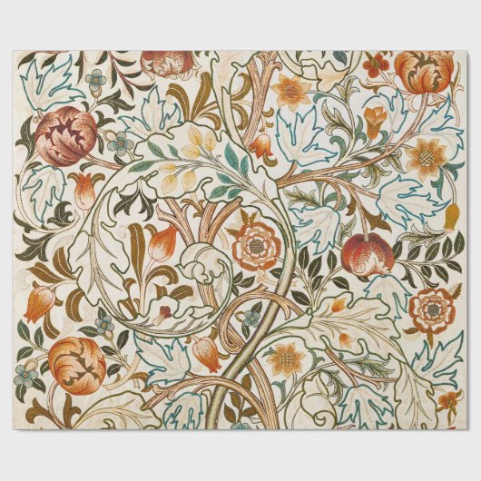  Morris Acanthus Floral Crewel Embroidery Pattern Cadeaupapier (Vlak)