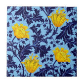 Morris Anemo, Navy en Mustard Yellow Ceramic Tile Tegeltje (Voorkant)