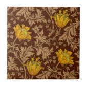 Morris Anemone Pattern, Brown and Mustard Gold Tegeltje (Voorkant)