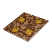 Morris Anemone Pattern, Brown and Mustard Gold Tegeltje (Zijkant)
