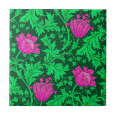 Morris Anemone Pattern, Emerald Green en Fuchsia Tegeltje (Voorkant)