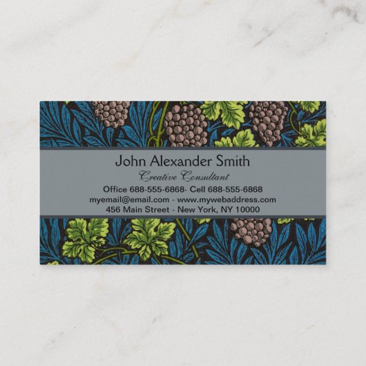 Morris - Antiek 1873 Druif & Leave & Vine Pattern Visitekaartje (Achterkant)